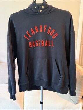 Fear of God Black Hoodie with Red 'BASEBALL' Logo